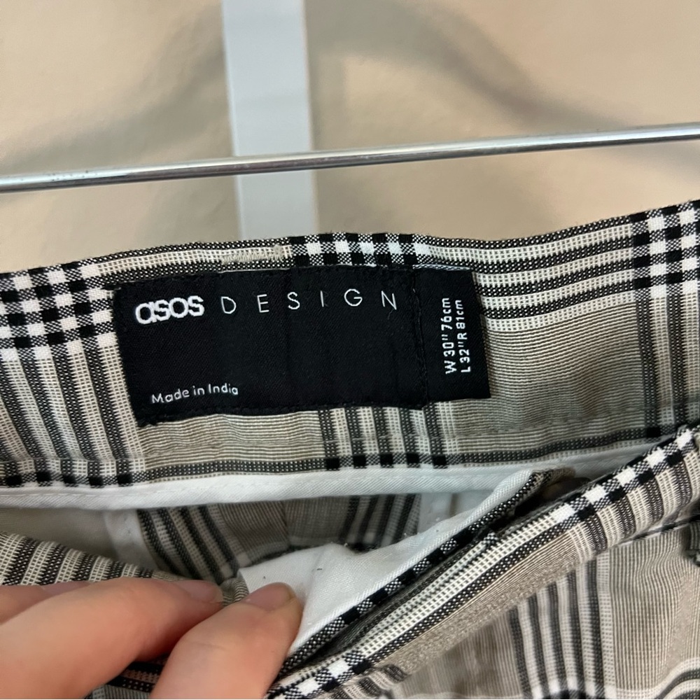 ASOS Men's Checkered Dress Pants - Black and White - Picture 3 of 4